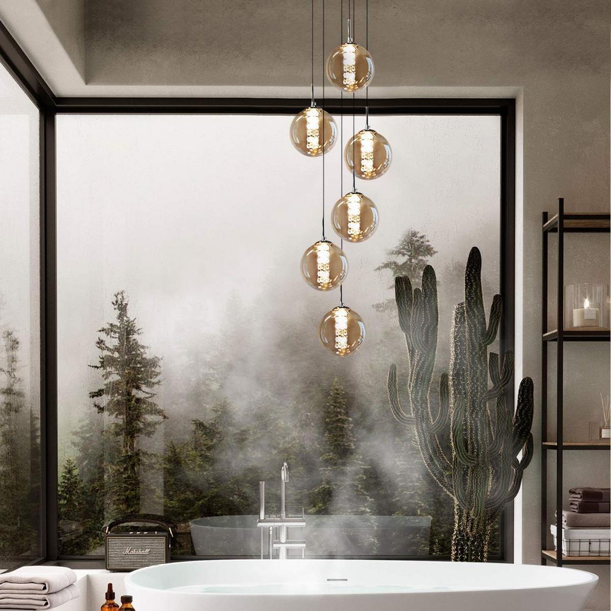 PENDELLEUCHTE Energie 6-flammig 31/31/150 cm - Bernsteinfarben, Glas (31/31/150cm) - Nettlife
