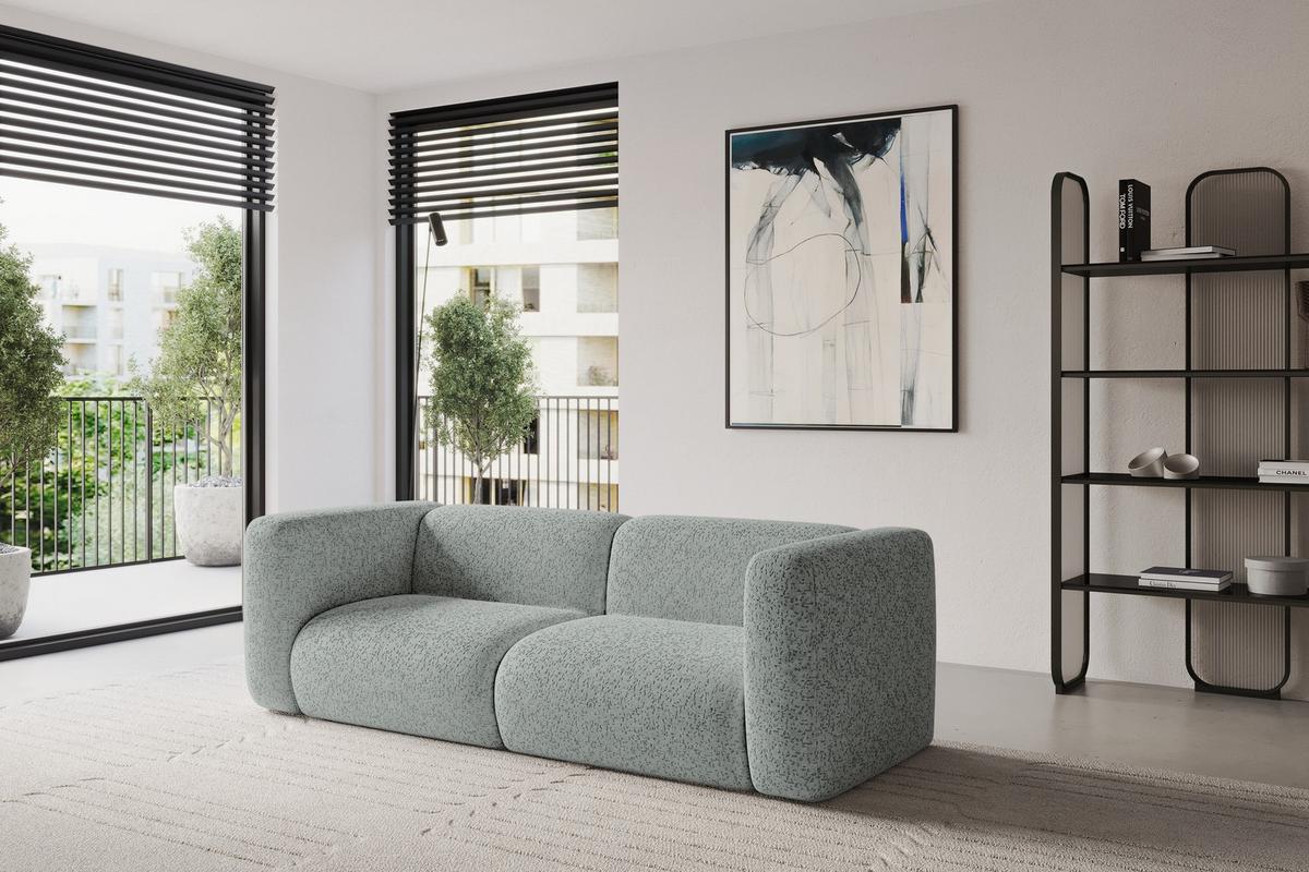 MODULARES Sofa 2-SITZER MIRA-S1 228x89x70 Grün cm Velours - Schwarz/Hellgrün, Holzwerkstoff/Kunststoff (228/70/89cm) - ALTDECOR