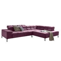 ECKSOFA NELSON Violett Velvet - Violett/Silberfarben, Textil (321/216cm) - KAWOLA