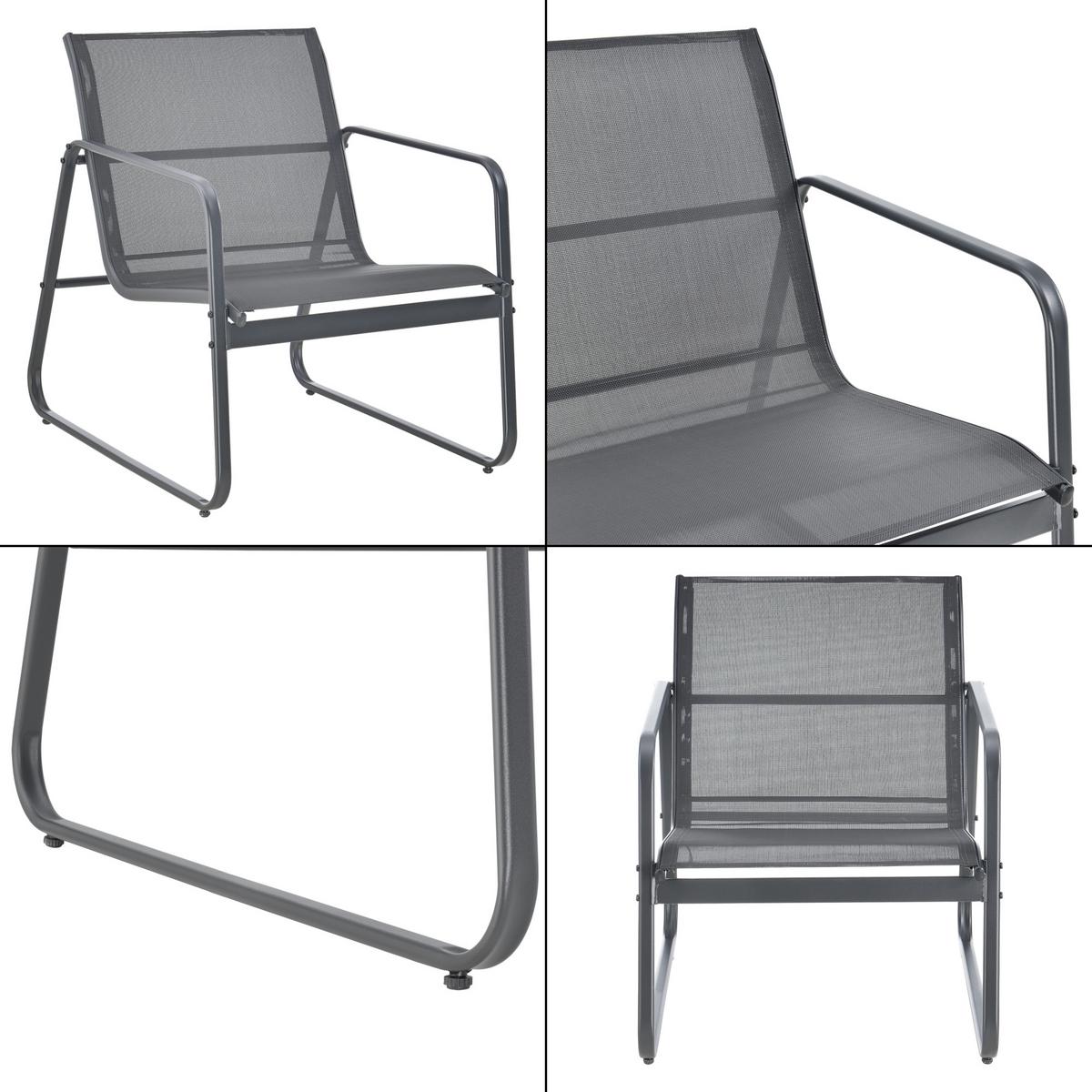 GARTENMÖBEL-SET 4 TLG. Anzi - Grau, Glas/Textil - casa.pro