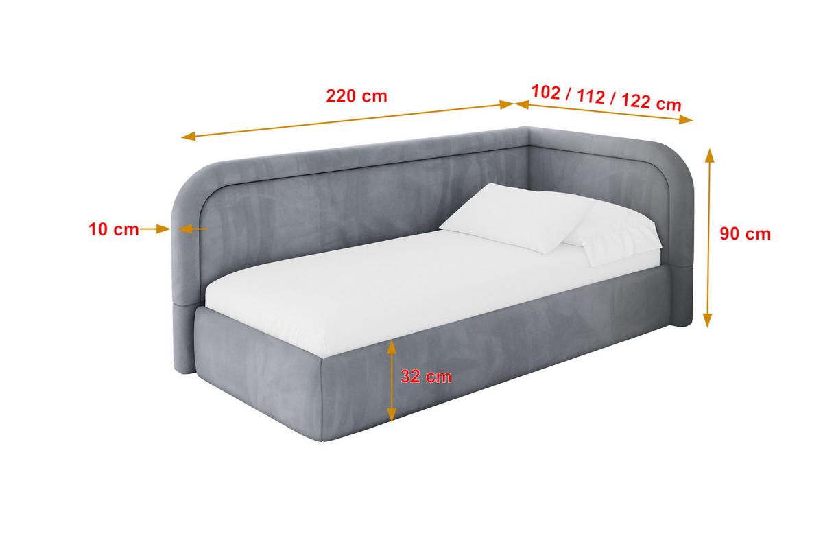 EINZELLBETT Jugendbett mit Bettkasten und Matratze H3/H4, Links - JOVY 100x200 Grau - Grau, Holzwerkstoff/Textil (100/200cm) - ALTDECOR