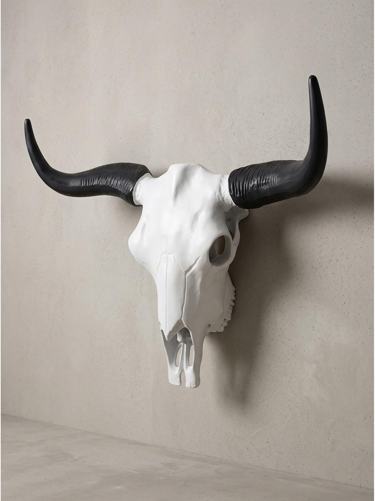 GEWEIH NAAB, Aluminium, Weiß-Schwarz, 55,5 x 14 x 40 cm - Weiß, Metall (55.5/40/14cm) - KADIMA DESIGN