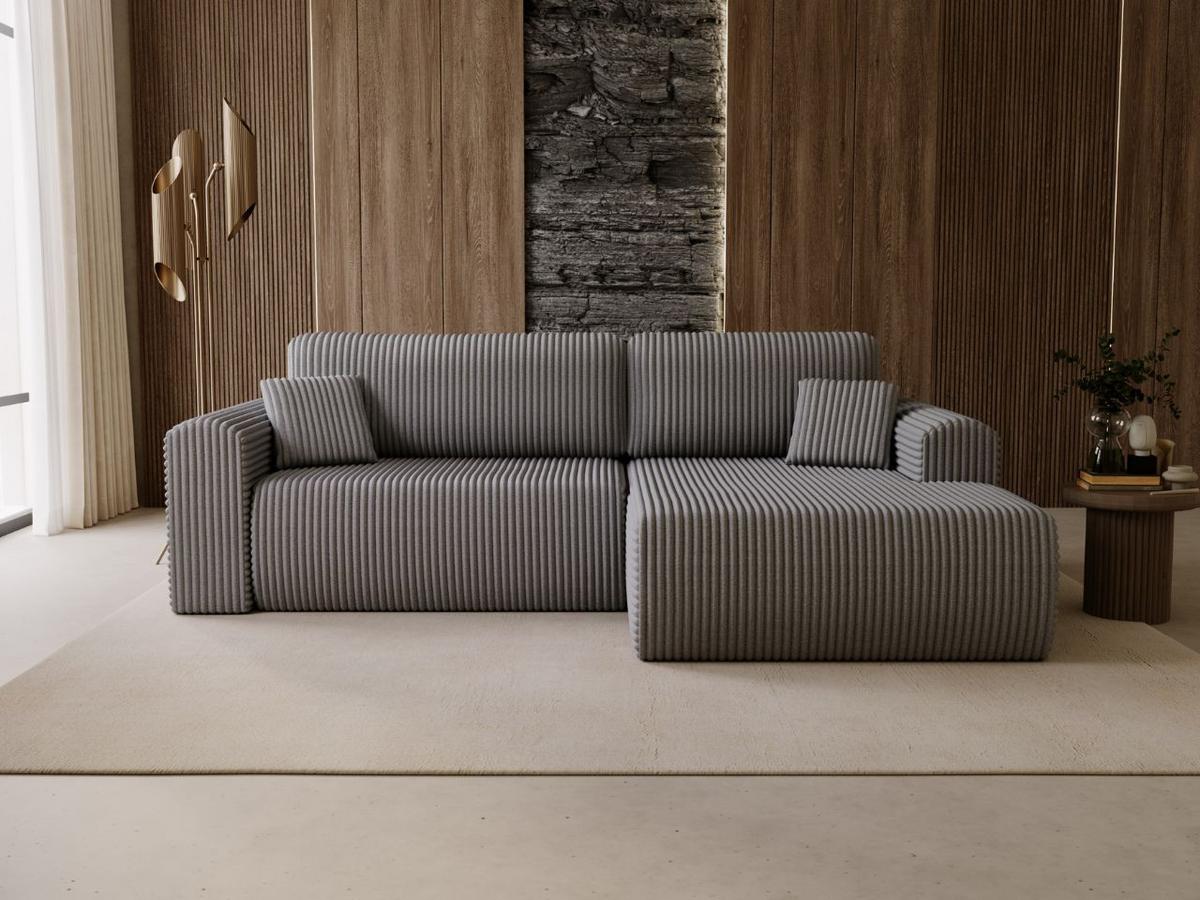 ECKSOFA Belvio Dunkelgrau Rechts - Dunkelgrau/Schwarz, Holz/Textil (257/177cm) - Graingold