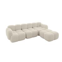 ECKSOFA modulares Sofa Rechts Miko-L2 302x205x75 Beige Bouclé - Sandfarben/Schwarz, Holzwerkstoff/Kunststoff (302/205cm) - ALTDECOR