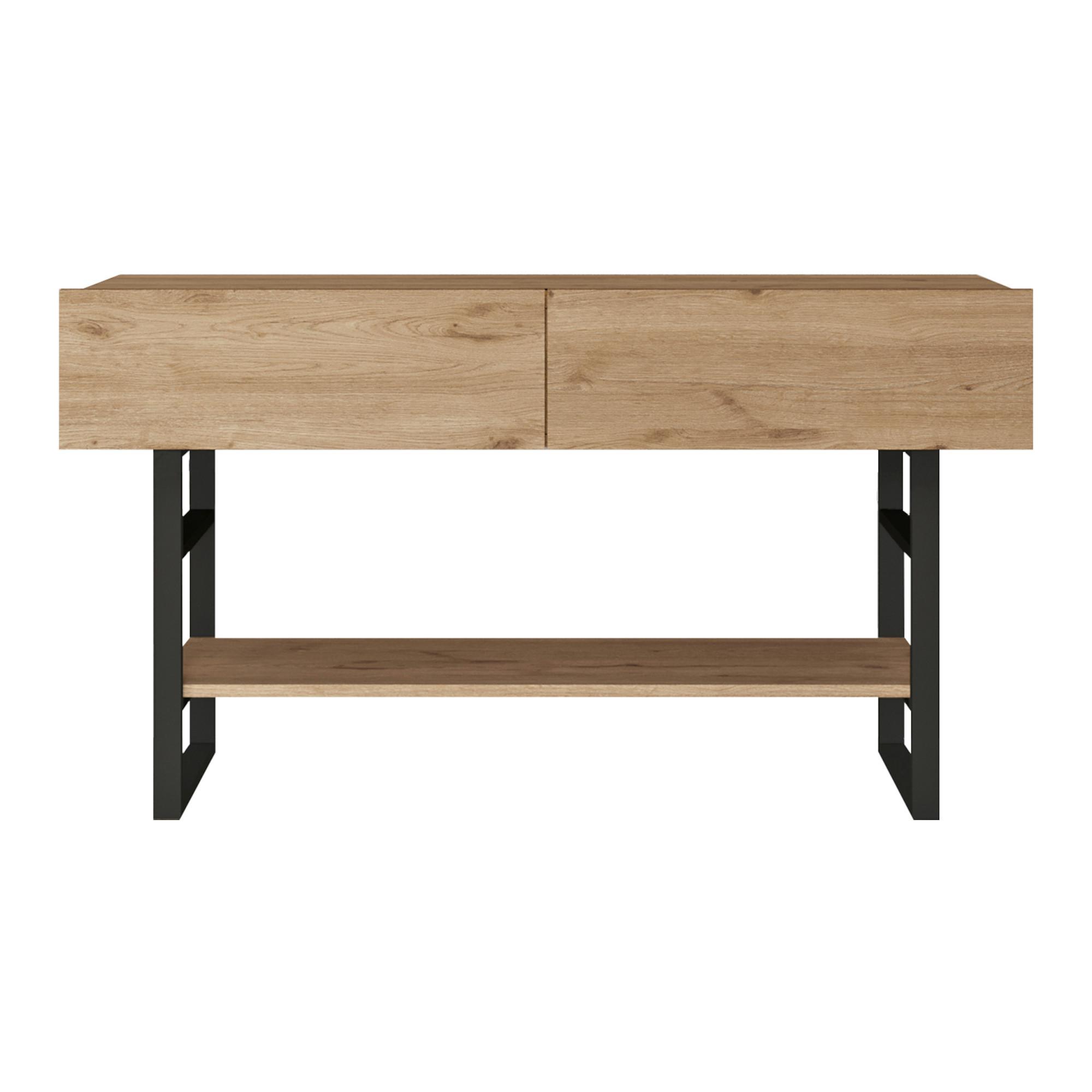 KONSOLENTISCH Lappeenranta - Eichefarben/Schwarz, Holzwerkstoff/Metall (43/139/76cm) - [en.casa]