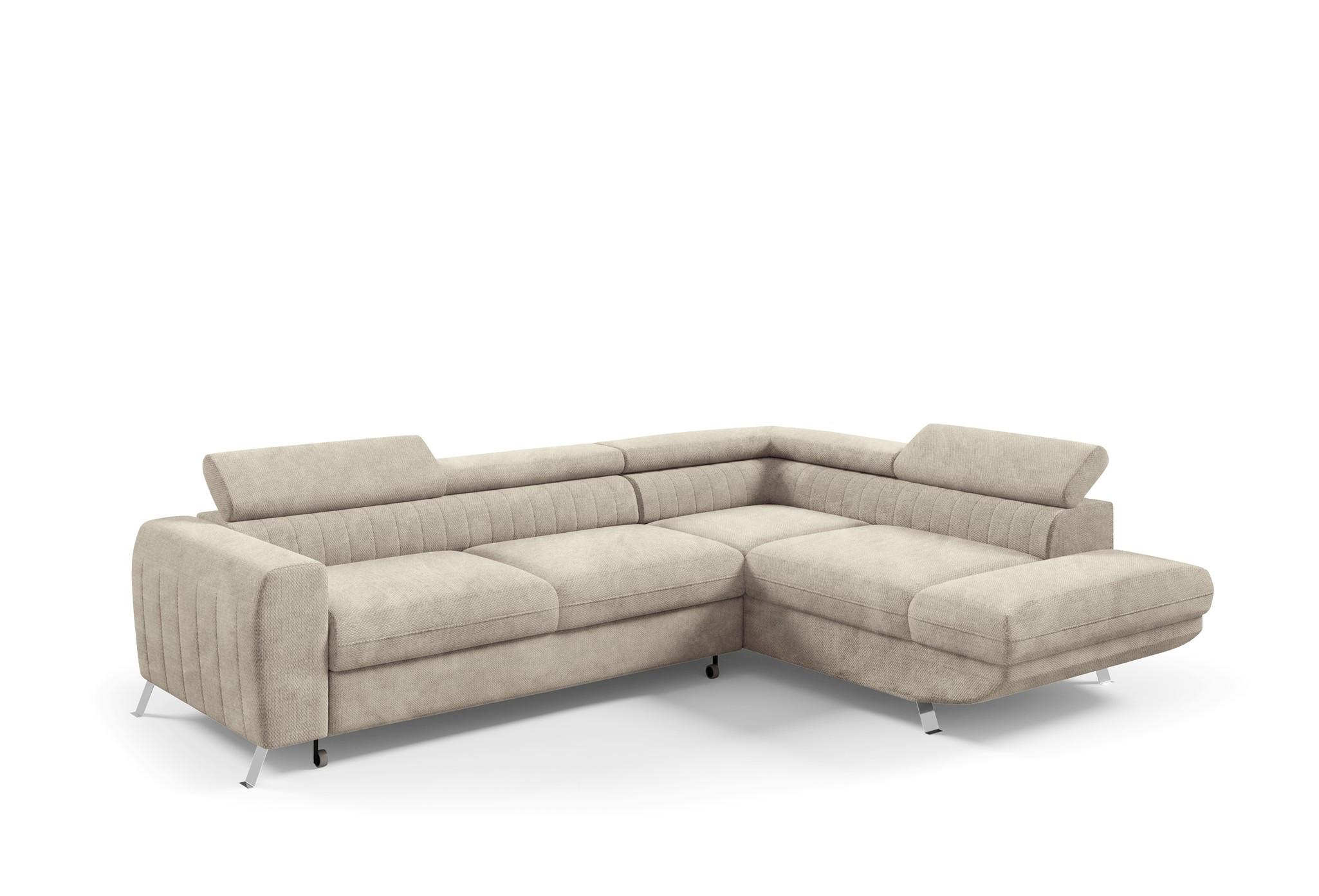 ECKSOFA Marios Mit Schlaffunktion - Beige, Holzwerkstoff/Textil (202/260cm) - Fun Möbel