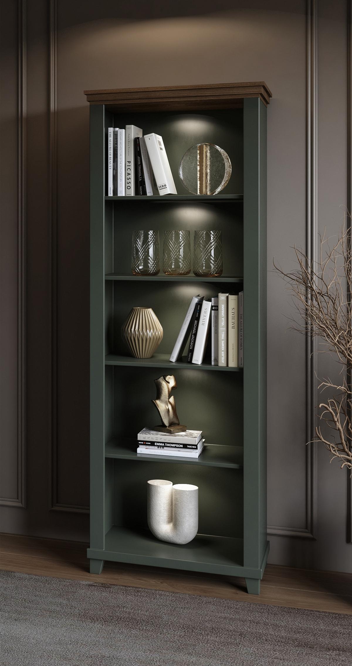 BÜCHERREGAL EVOLETTA 71x42x200 cm, Regal Hellgrün - Hellgrün, Holzwerkstoff (71/200/42cm) - MASSENO