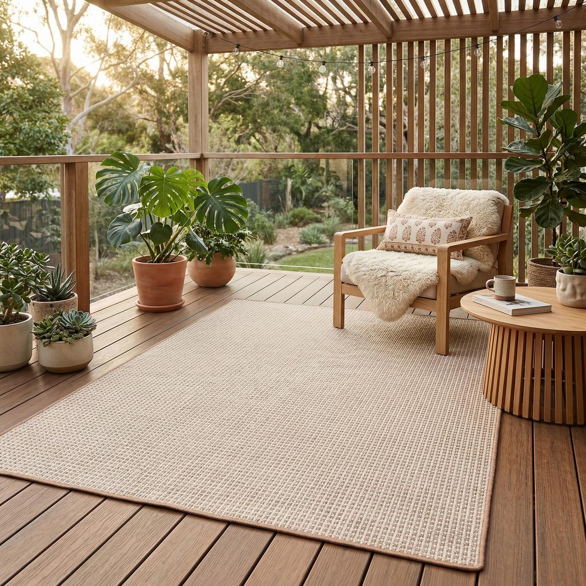 IN & OUTDOOR TEPPICH FLACHGEWEBE OSLO KARO MODERN - Beige, Textil (160/200cm) - Snapstyle