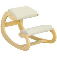 KNIESTUHL aus Buchenholz, Cremeweiß - Creme, Holz/Textil (85/55/55cm) - HOMCOM