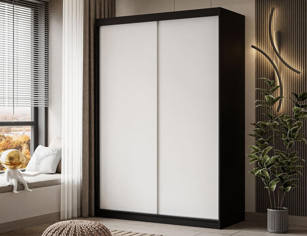 KLEIDERSCHRANK CAMARO 150 cm Schwarz / Weiß - Schwarz/Weiß, Holzwerkstoff (150/215/59cm) - Lookway