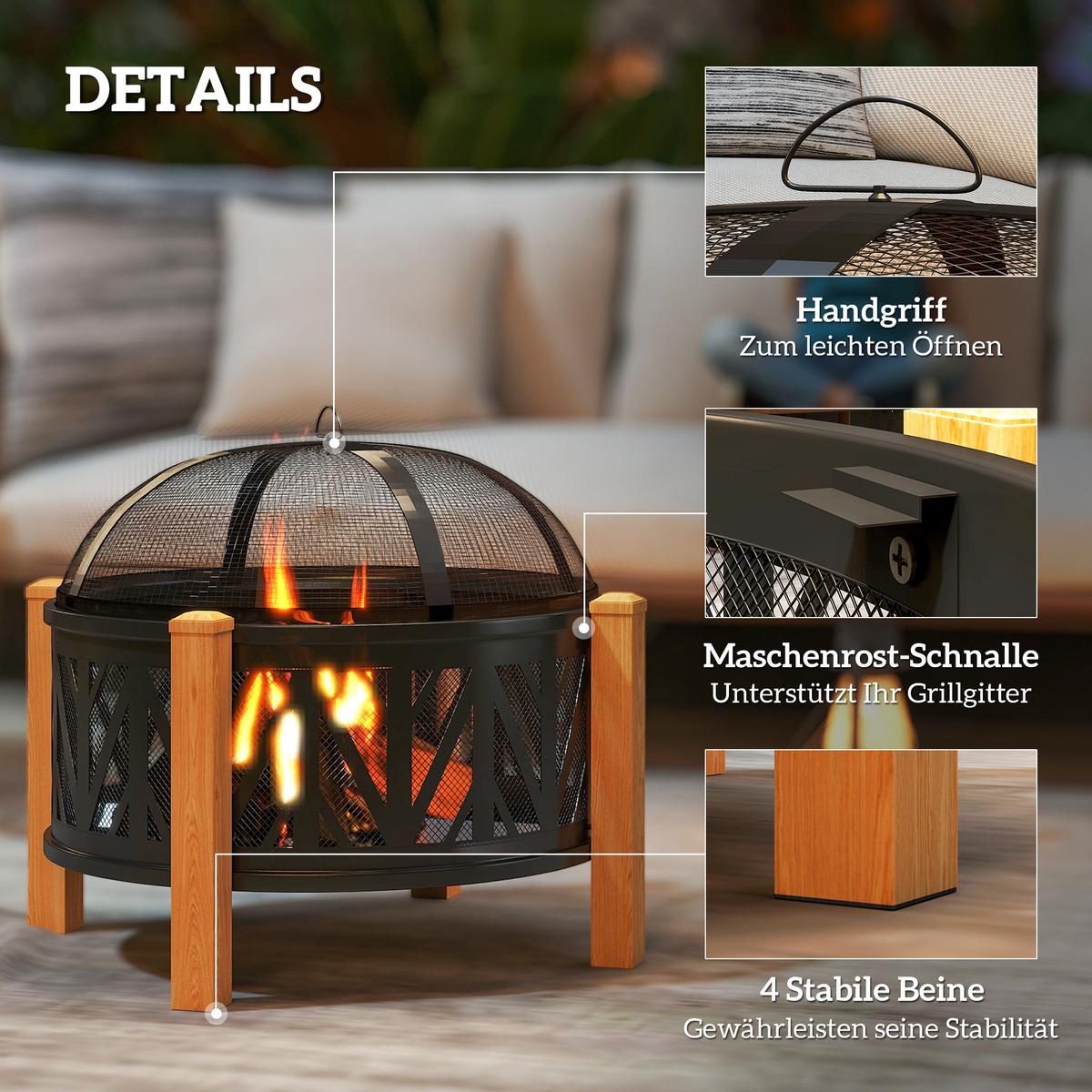 FEUERSCHALE Metall Schwarz Braun - Multicolor, Metall (75/58/75cm) - Outsunny