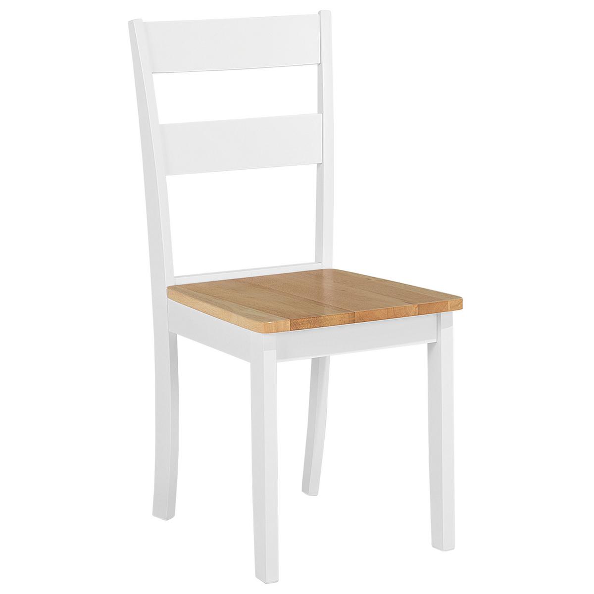 ESSZIMMERSTUHL 2er-Set Gummibaumholz hellbraun/weiß Georgia - Hellbraun/Weiß, Holz (45/89/43cm) - Beliani