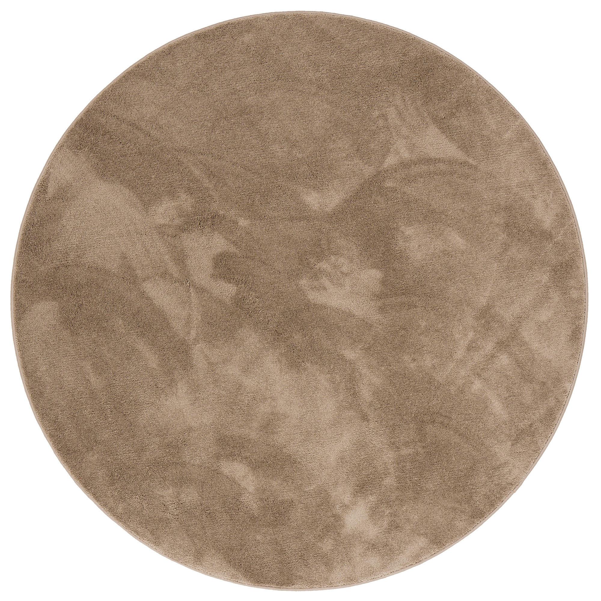 LUXUS SUPER SOFT HOCHFLOR LANGFLOR TEPPICH DELUXE RUND - Taupe, Textil (100/100cm) - Snapstyle