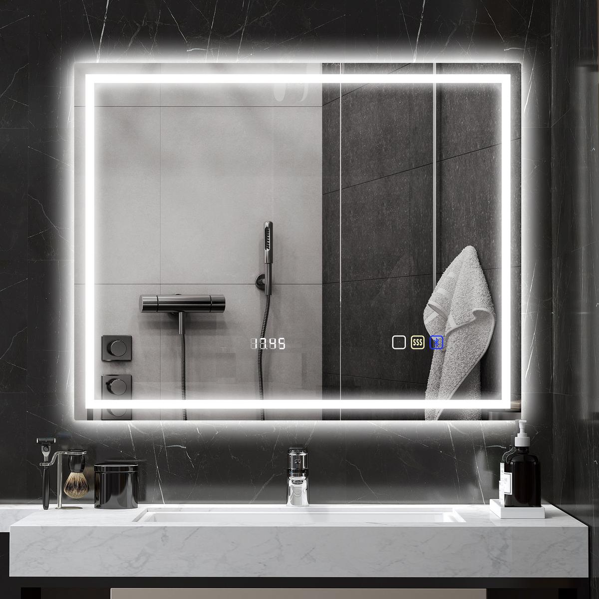 BADSPIEGEL Gehärtetes Glas Silber - Silberfarben, Glas (80/3.5/100cm) - HOMCOM