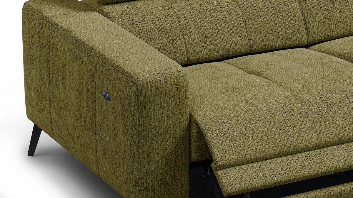 RELAXSOFA MORELLO 3-Sitzer, olive, 2 x Relax Zero Gravity - Olivgrün, Holz/Textil (206/82/103cm) - Wozimo