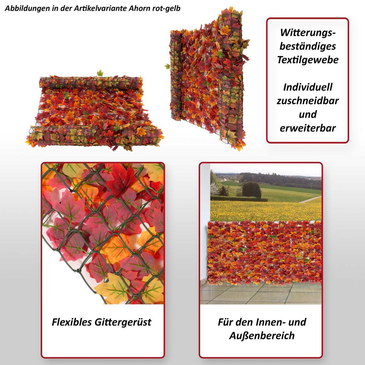 BALKONSICHTSCHUTZ BLATT Rot - Rot, Kunststoff (300/150cm) - MCW