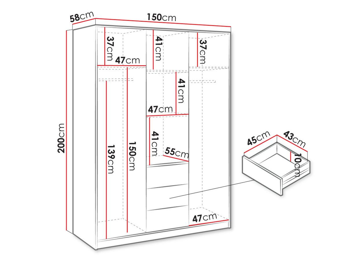 KLEIDERSCHRANK Bali Lux D3 - Weiß, Holzwerkstoff/Metall (150/200/58cm) - MIRJAN24