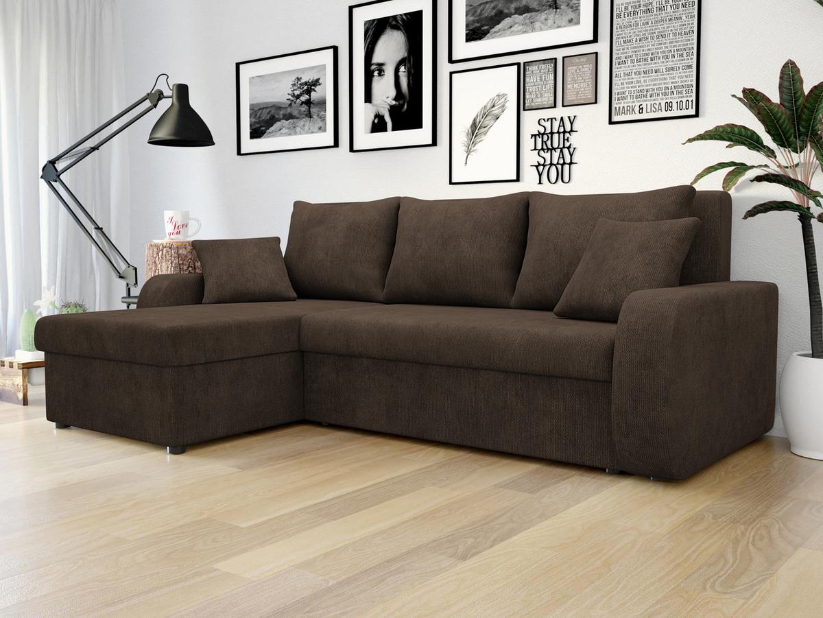 ECKSOFA Kris Lux - Dunkelbraun/Schwarz, Holz/Kunststoff (238/147cm) - MIRJAN24