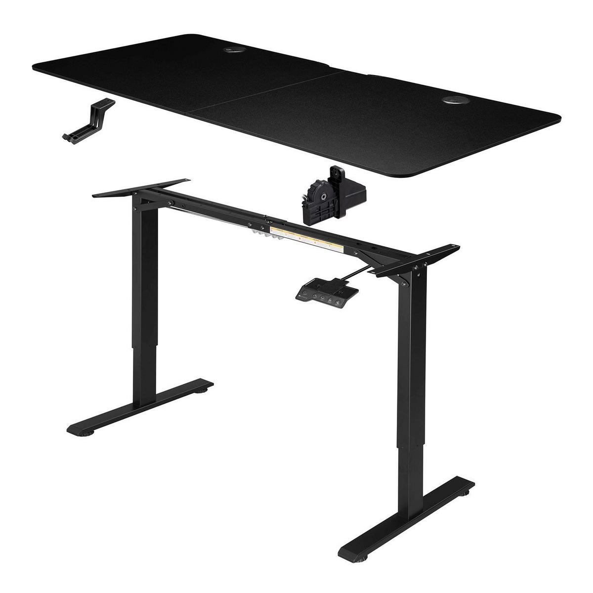 SCHREIBTISCH Office Stand schwarz 120x60 cm höhenverstellbar - Schwarz, Holz (60/120/117cm) - Juskys