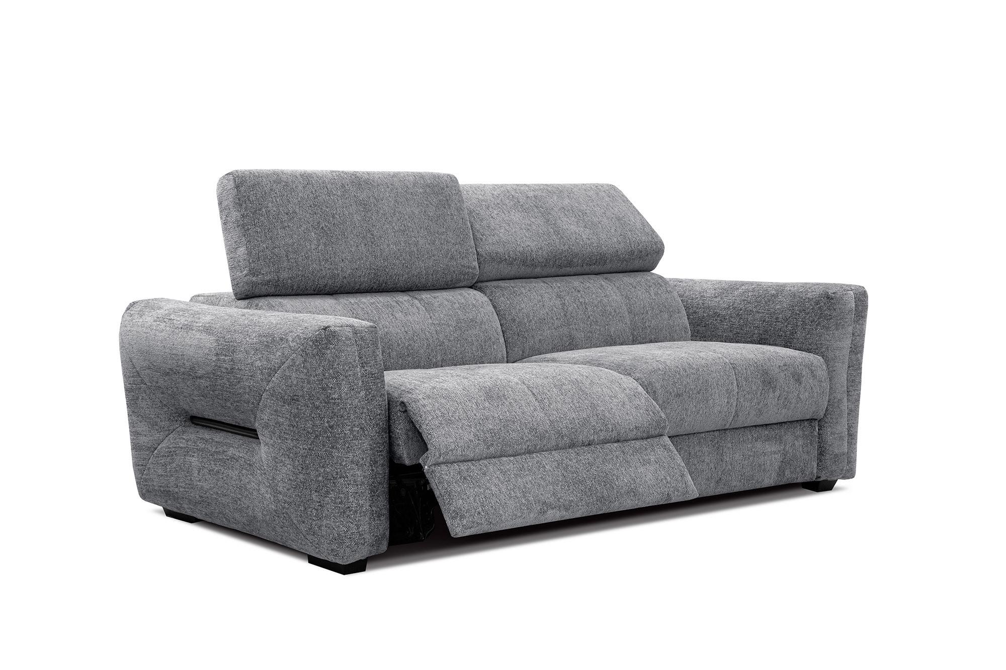 SOFA CALVERA 3-Sitzer mit 1 Relaxfunktion, grau - Grau, Holzwerkstoff/Textil (204/79/106cm) - Wozimo