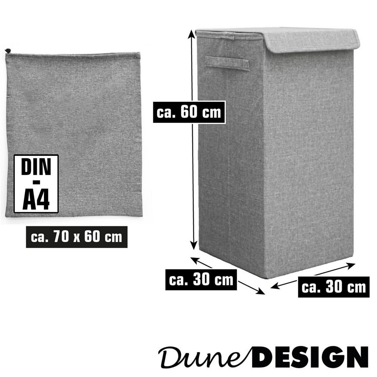 WÄSCHEKORB mit Wäschesack 30/30/60 cm Hellgrau - Grau, Kunststoff (30/60/30cm) - Dunedesign