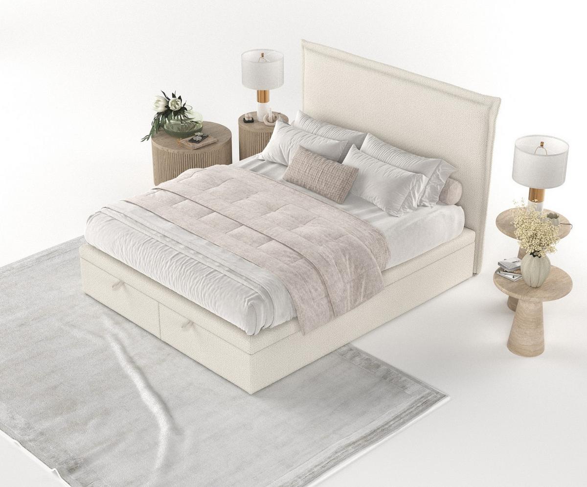 POLSTERBETT Eliot mit Stauraum 140/200 cm Hellbeige im Alta Stoff - Sandfarben/Schwarz, Holz/Holzwerkstoff (140/200cm) - AltaBeds