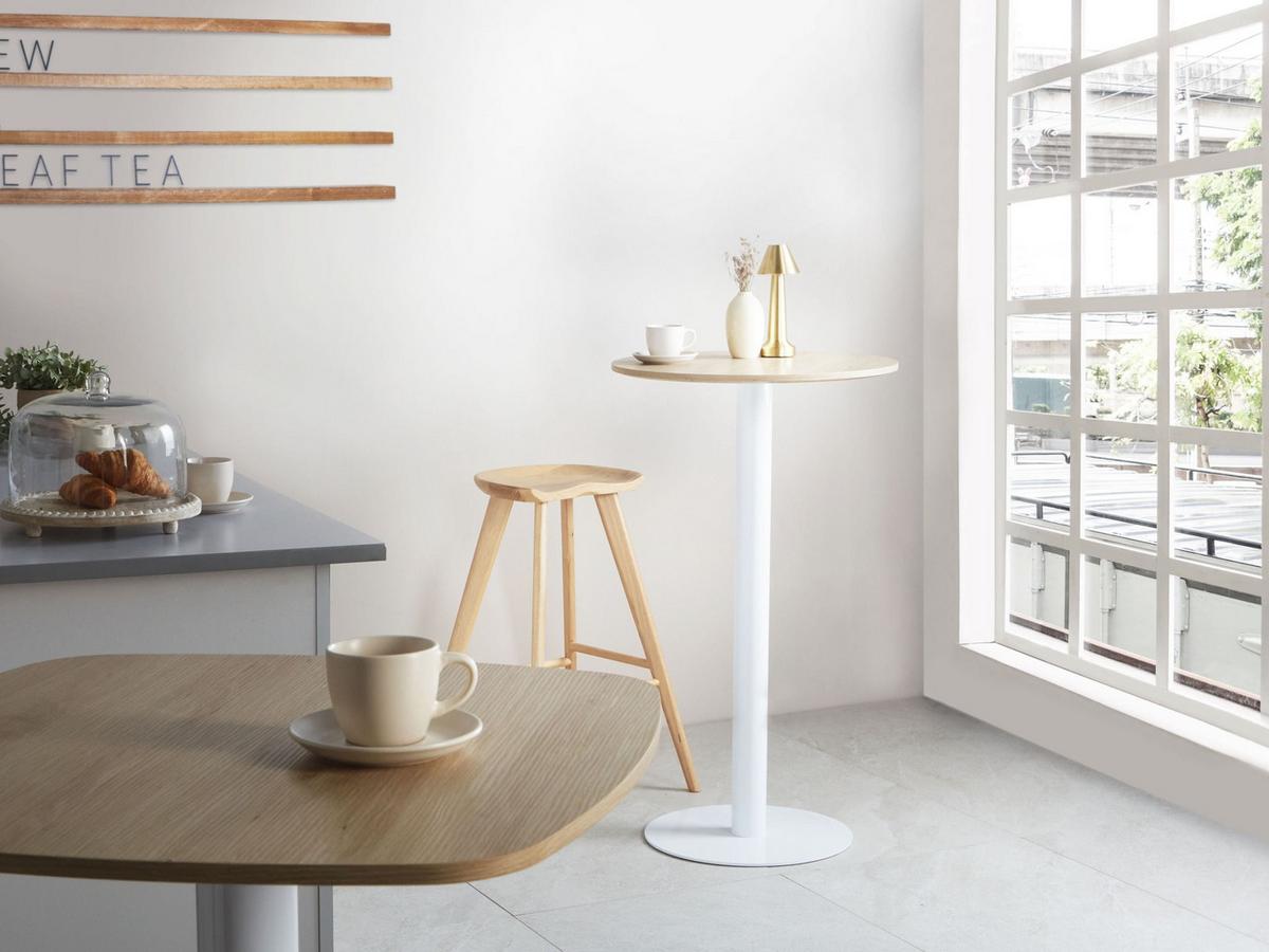 STEHTISCH Hellbraun/Weiß 60/60 cm Morella - Hellbraun, Holzwerkstoff (60/60/102cm) - Beliani