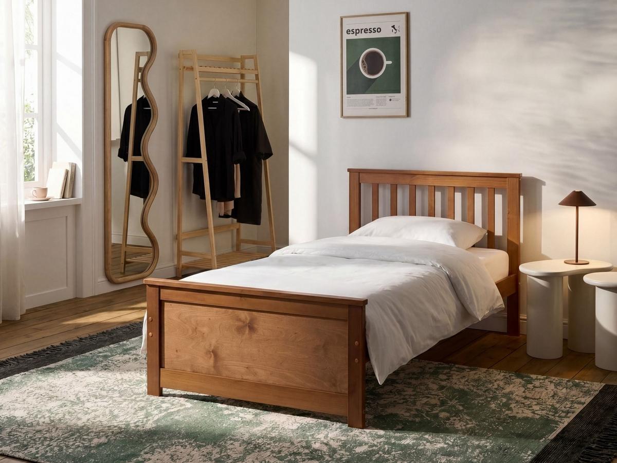 BETT mit Lattenrost 90/200 cm Kiefernholz Braun Olendon - Braun, Holz (90/200cm) - Beliani
