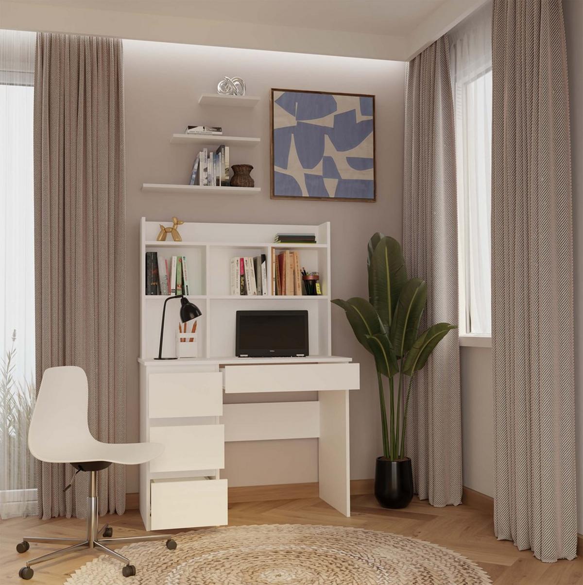 SCHREIBTISCH Weiß 98/146/52 - Weiß, Holzwerkstoff (90/50/146cm) - RAUMHIRSCH FURNITURE