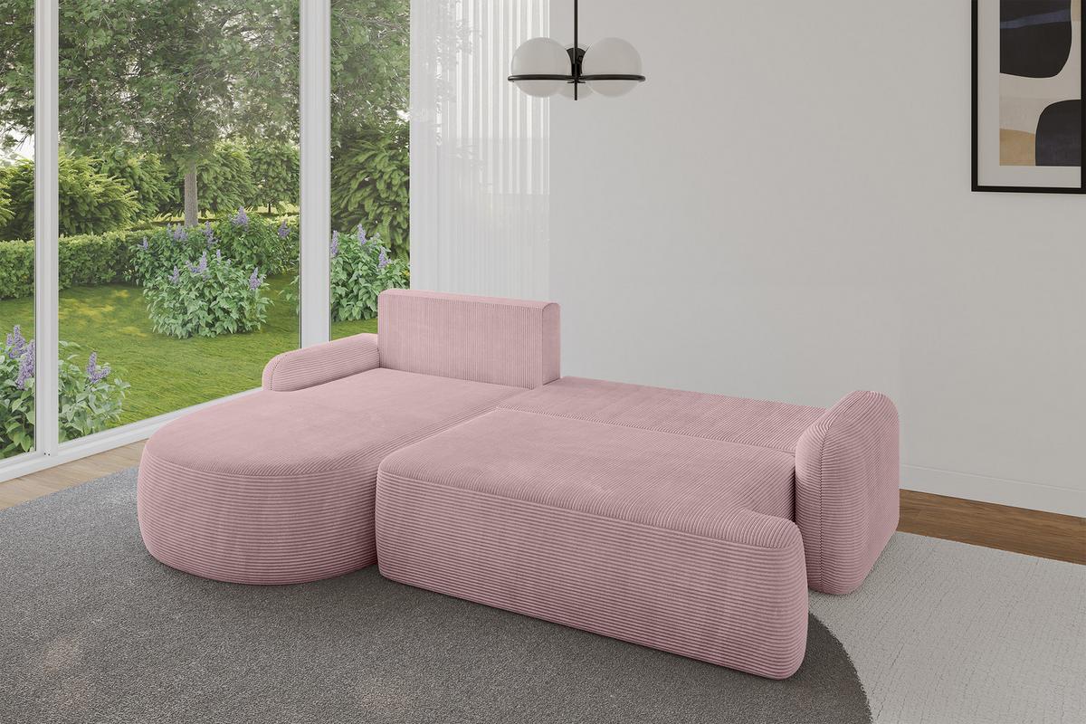 ECKSOFA mit Schlaffunktion und Bettkasten LIRA-L - 264x172x89 Rosa - Rosa, Holzwerkstoff/Textil (264/172cm) - ALTDECOR