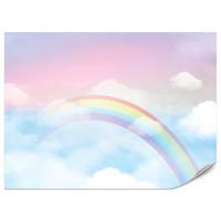 FOTOTAPETE für Schlafzimmer Regenbogen Rosa Himmel Wolken 150x105 - Blau/Gelb, Papier (150/105cm) - Muralo