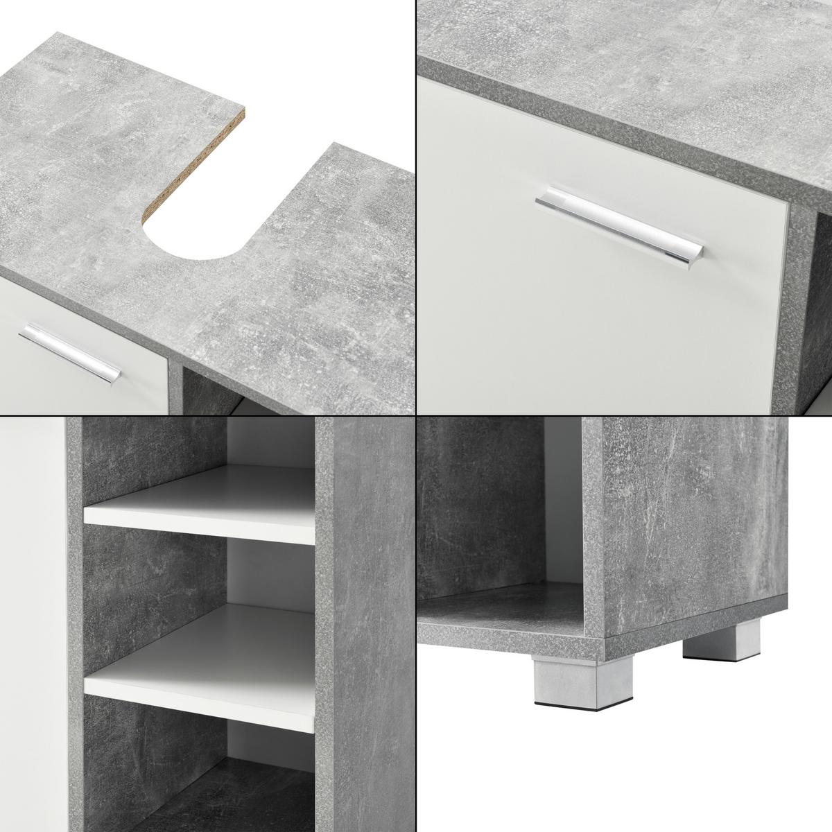 WASCHBECKENUNTERSCHRANK Narvik - Weiß/Grau, Holzwerkstoff (60/55.6/31cm) - [en.casa]