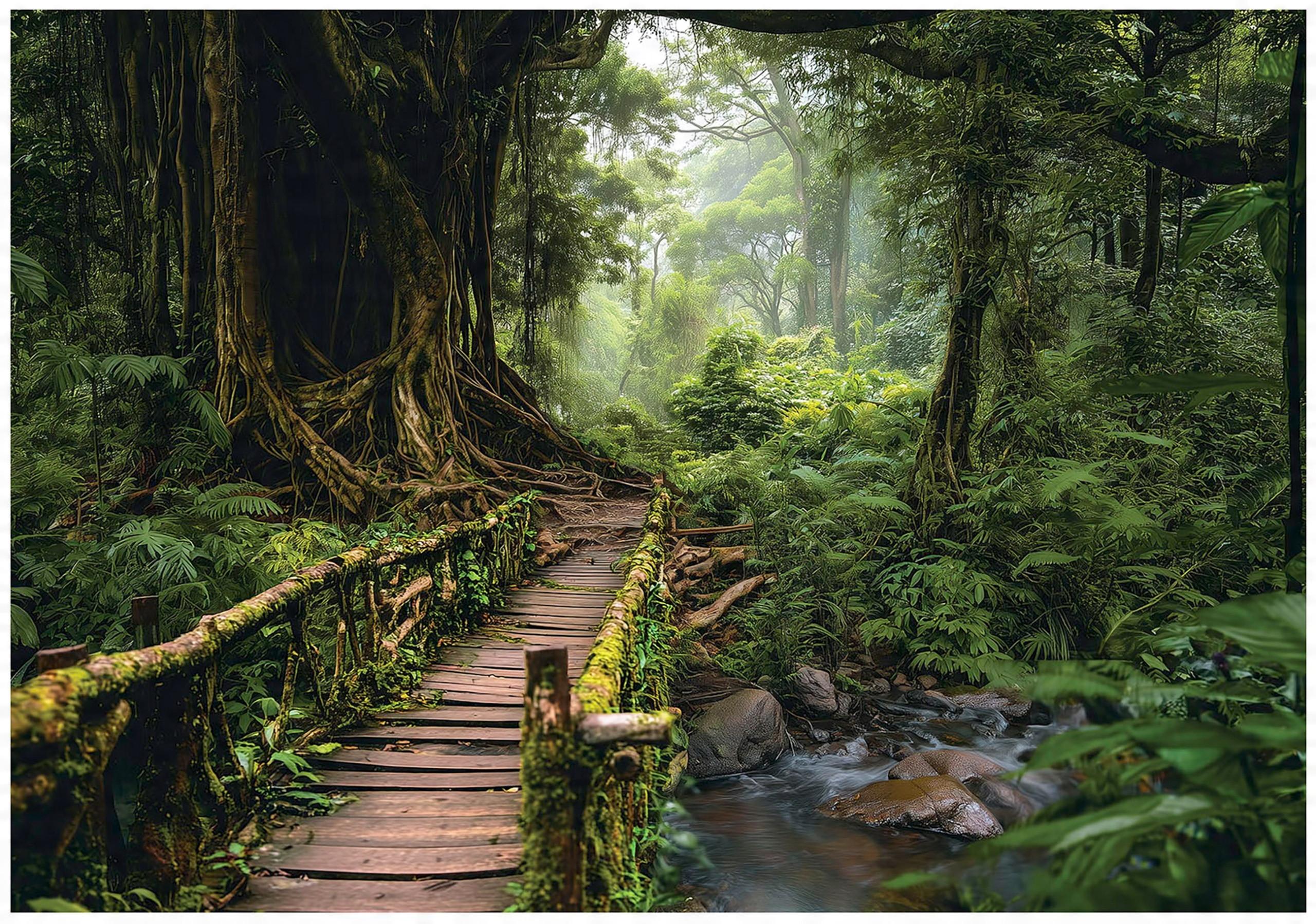 FOTOTAPETE Wald 3D Effekt Natur Wohnzimmer 250x175 - Multicolor, Papier (250/175cm) - Wallarena