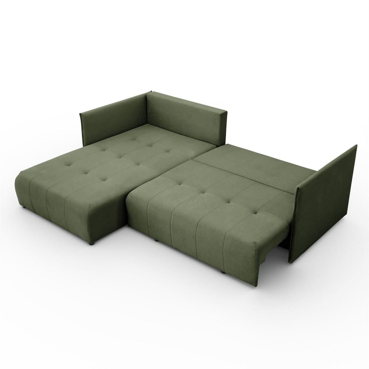 ECKSOFA APOLLO L mit Schlaffunktion und Bettkasten – linke Seite - Grün, Textil (246/188cm) - Lookway