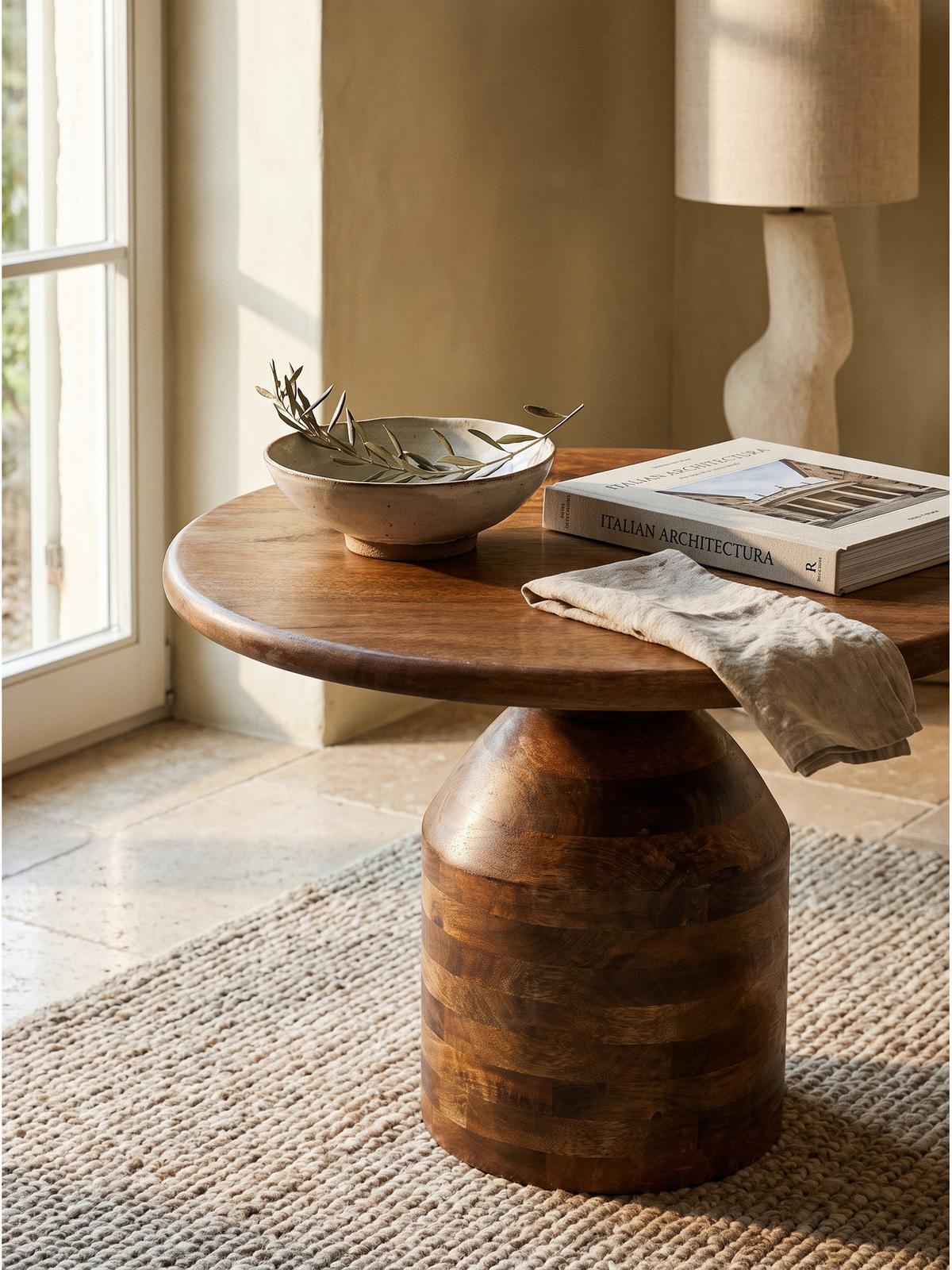 COUCHTISCH ATRANI, Mango Massivholz, Ø 60 x 41,5 cm - Braun, Mangoholz/Holz (60/60/41.5cm) - KADIMA DESIGN