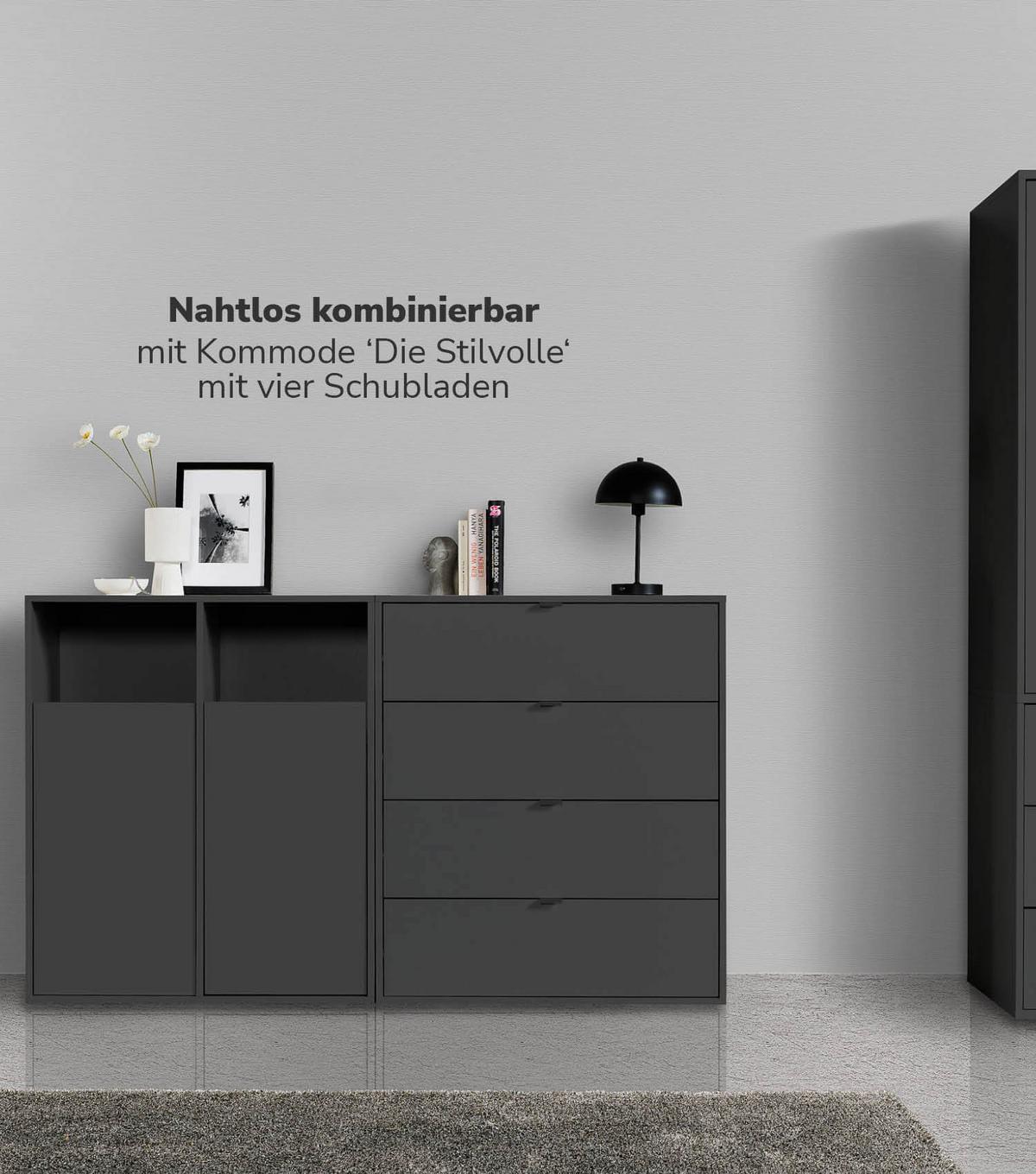 WÄSCHESCHRANK Der Wäschehüter - Schwarz, Holzwerkstoff (80/95/40cm) - Mokebo