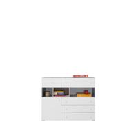 KOMMODE GALIA 110/90/40cm mit 5 Schubladen 1 Türen Weiß - Eichefarben/Weiß, Holzwerkstoff (110/90/40cm) - MASSENO
