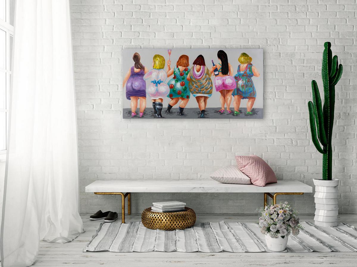 ACRYLBILD HANDGEMALT 120/60 cm - Multicolor/Grau, Holz/Textil (120/60cm) - KUNSTLOFT