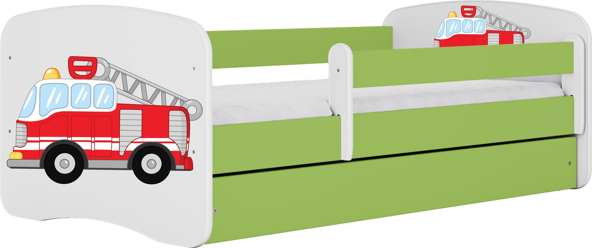 KINDERBETT Emily mit Schublade und Matratze, Grün 80x180 cm - Rot, Holzwerkstoff (180/80cm) - WFL GROUP