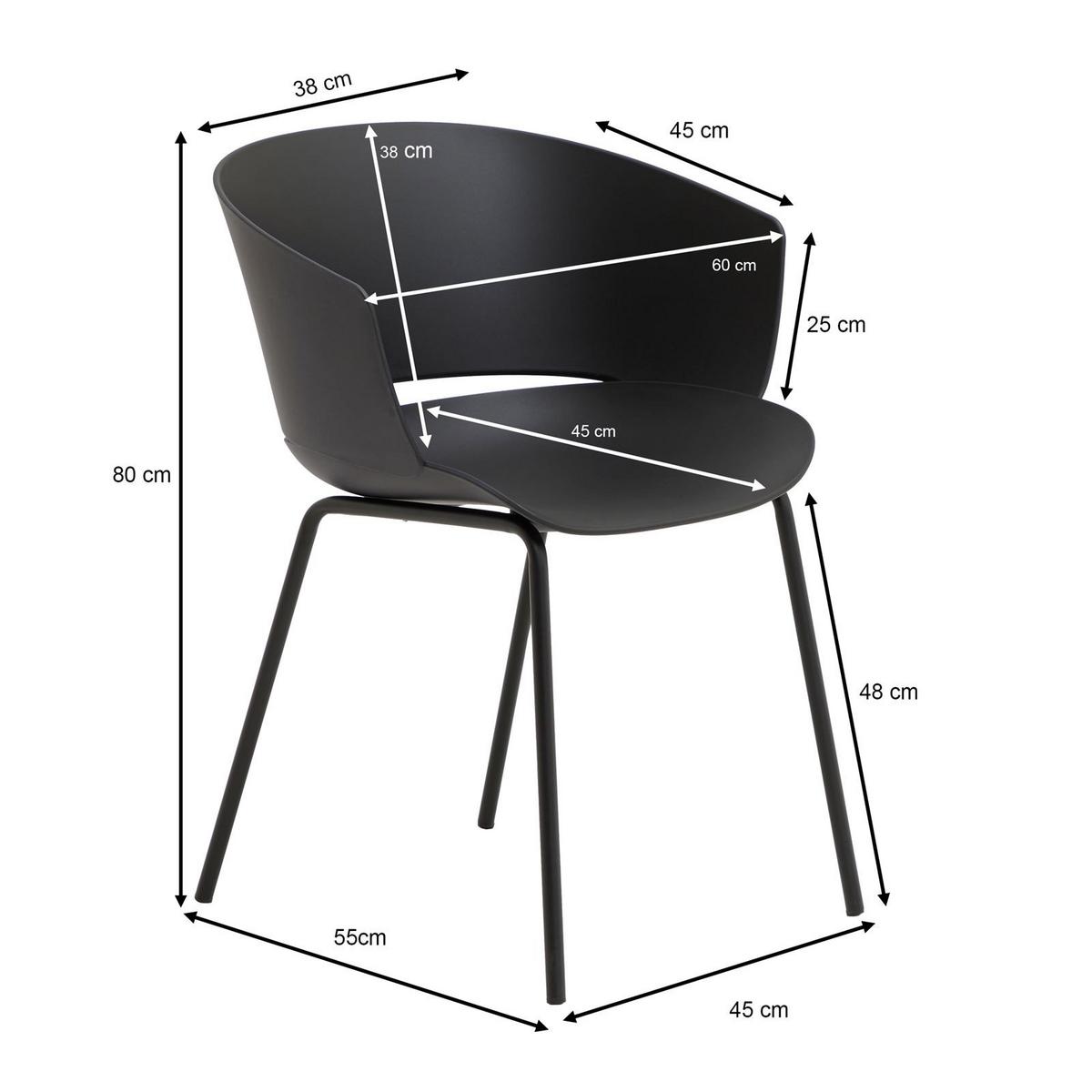 GARTENSTÜHLE NIVEL 4er-Set schwarz - Schwarz, Textil (60/80/56cm) - IDIMEX