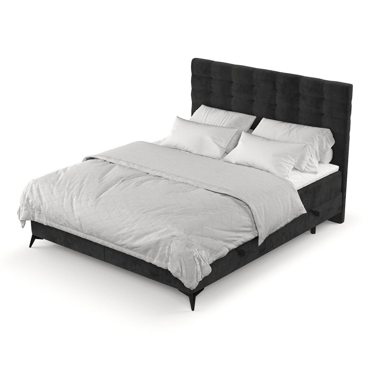BOXBETT Niro 160/200 cm Schwarz im Bonita Stoff - Schwarz, Holz/Holzwerkstoff (160/200cm) - AltaBeds