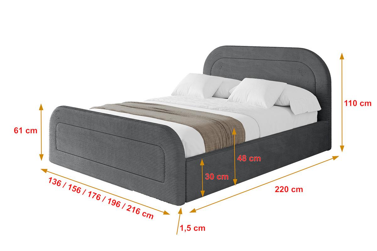 POLSTERBETT mit Bettkasten, Fußteil und Lattenrost, Boxbett ohne Matratze - LERAY-Z 120x200 Dunkelgrau - Anthrazit, Holzwerkstoff/Textil (120/200cm) - ALTDECOR