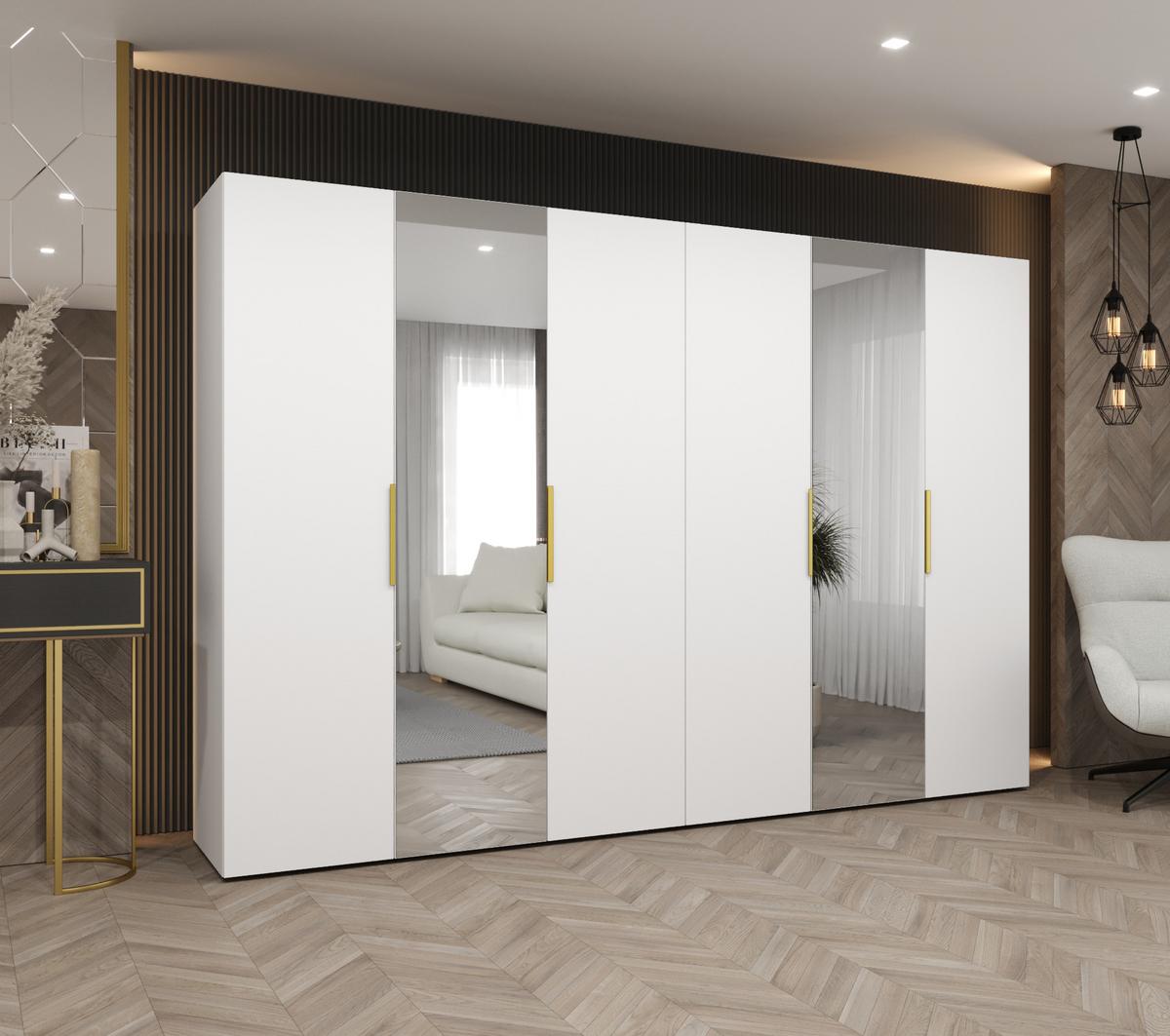 DREHTÜRENSCHRANK 202/300/52 6-türig - Kaschmir/Goldfarben, Holz (300/202/52cm) - MÖBEL KRYSPOL