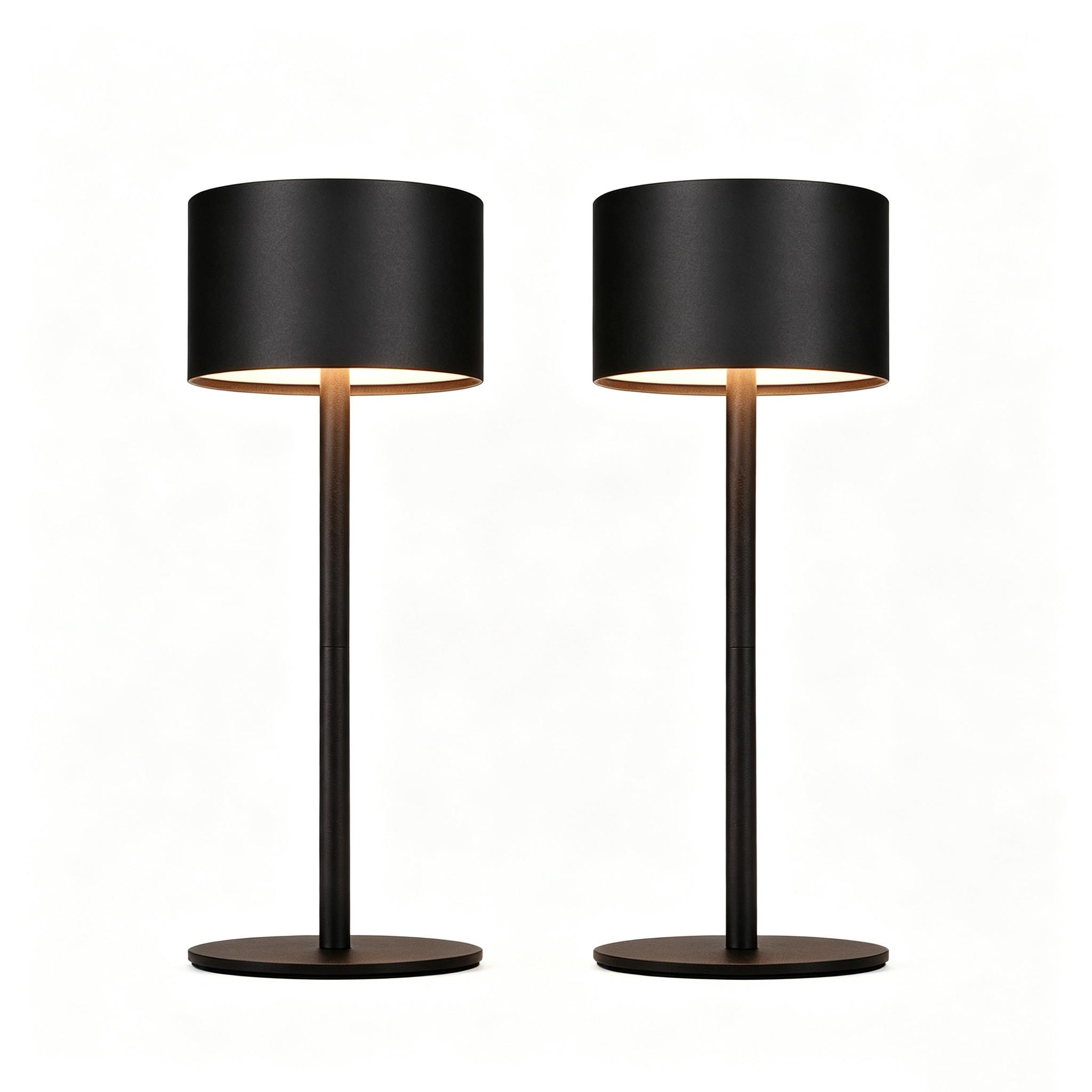 TISCHLAMPE Deltann 9/9/25 cm （2er-set） - Schwarz, Kunststoff/Metall (9/9/25cm) - ZMH