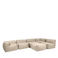 SITZSACK-SOFA Outdoor 6-tlg.: 2 Ecksessel, 3 Sessel, Fußstütze - Beige, Textil (485/68/100cm) - icon