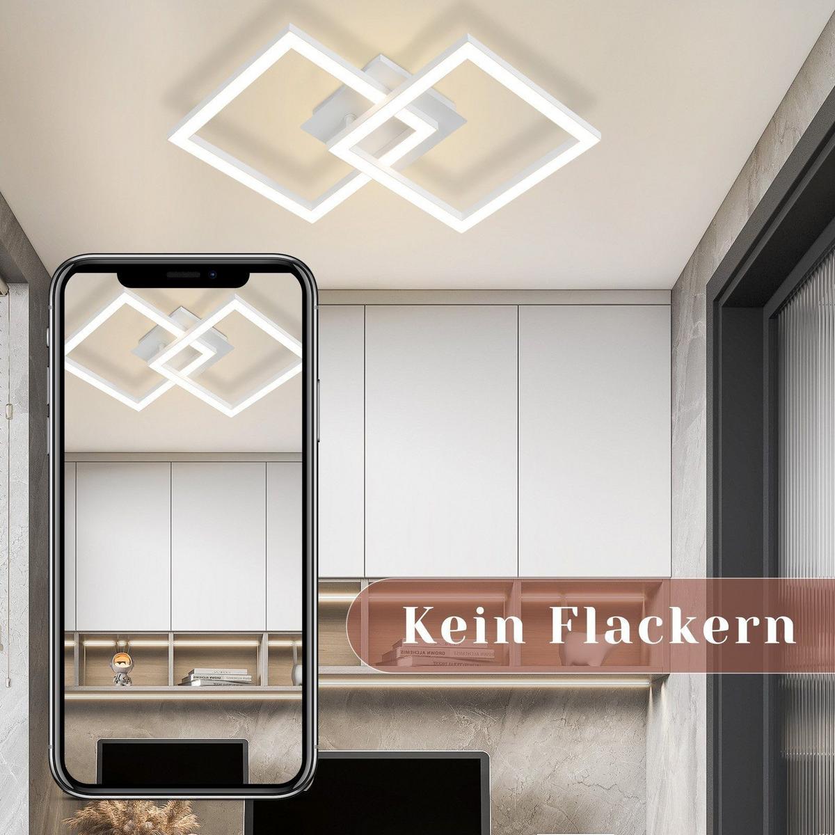 LED-DECKENLEUCHTE Eis 47/30/6 cm - Weiß, Metall (47/30/6cm) - Nettlife