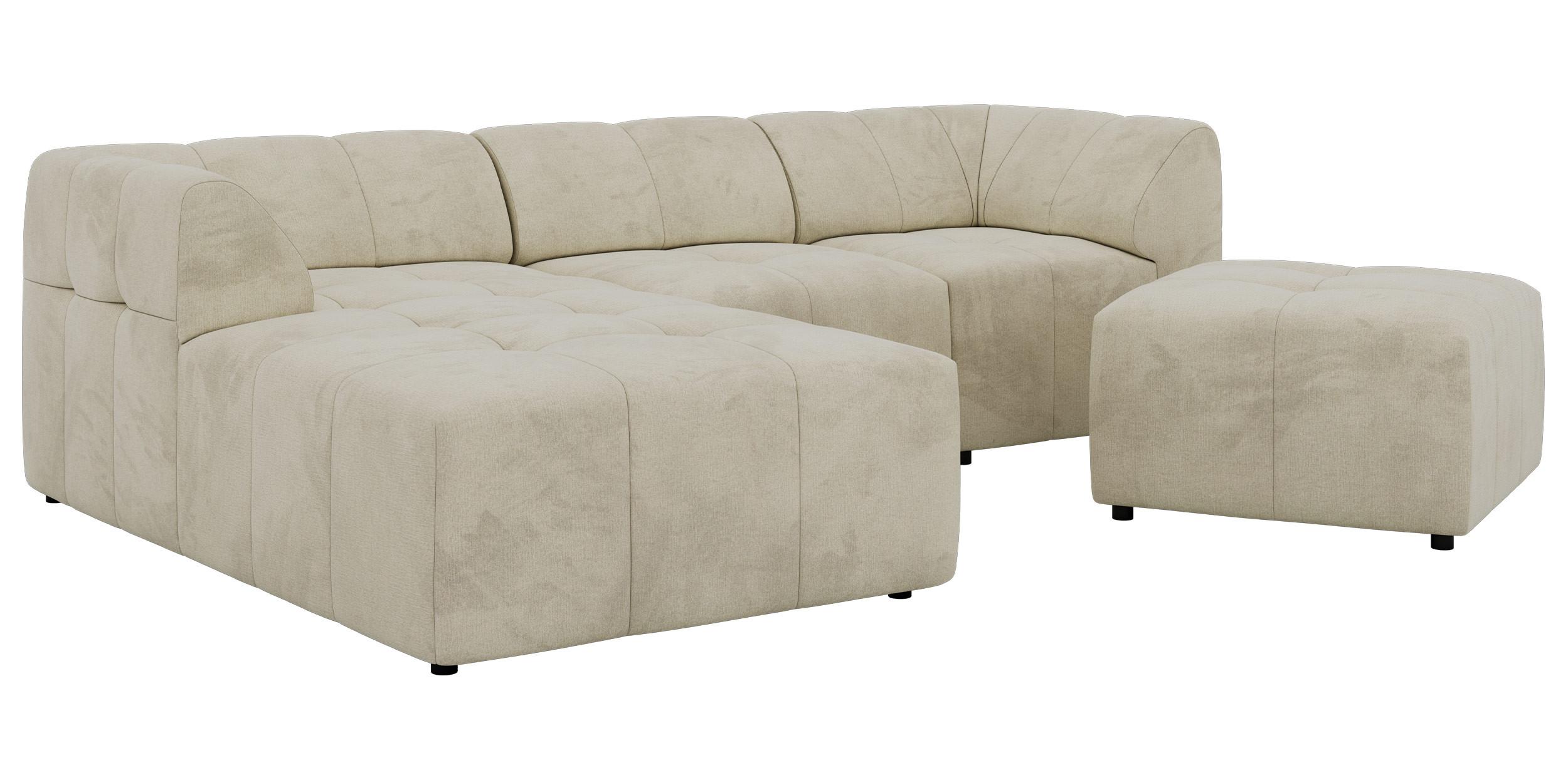 ECKSOFA VORITA L 4M - Beige Velvet - Links Seite - Beige/Schwarz, Kunststoff/Textil (267/176cm) - MKS