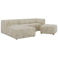 ECKSOFA VORITA L 4M - Beige Velvet - Links Seite - Beige/Schwarz, Kunststoff/Textil (267/176cm) - MKS
