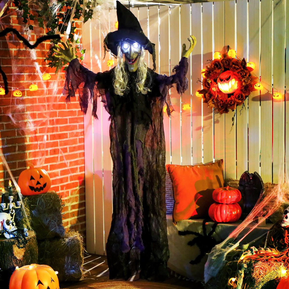HALLOWEEN-DEKORATION Stahl Polyester Violett - Violett, Textil (15/183/80cm) - Outsunny