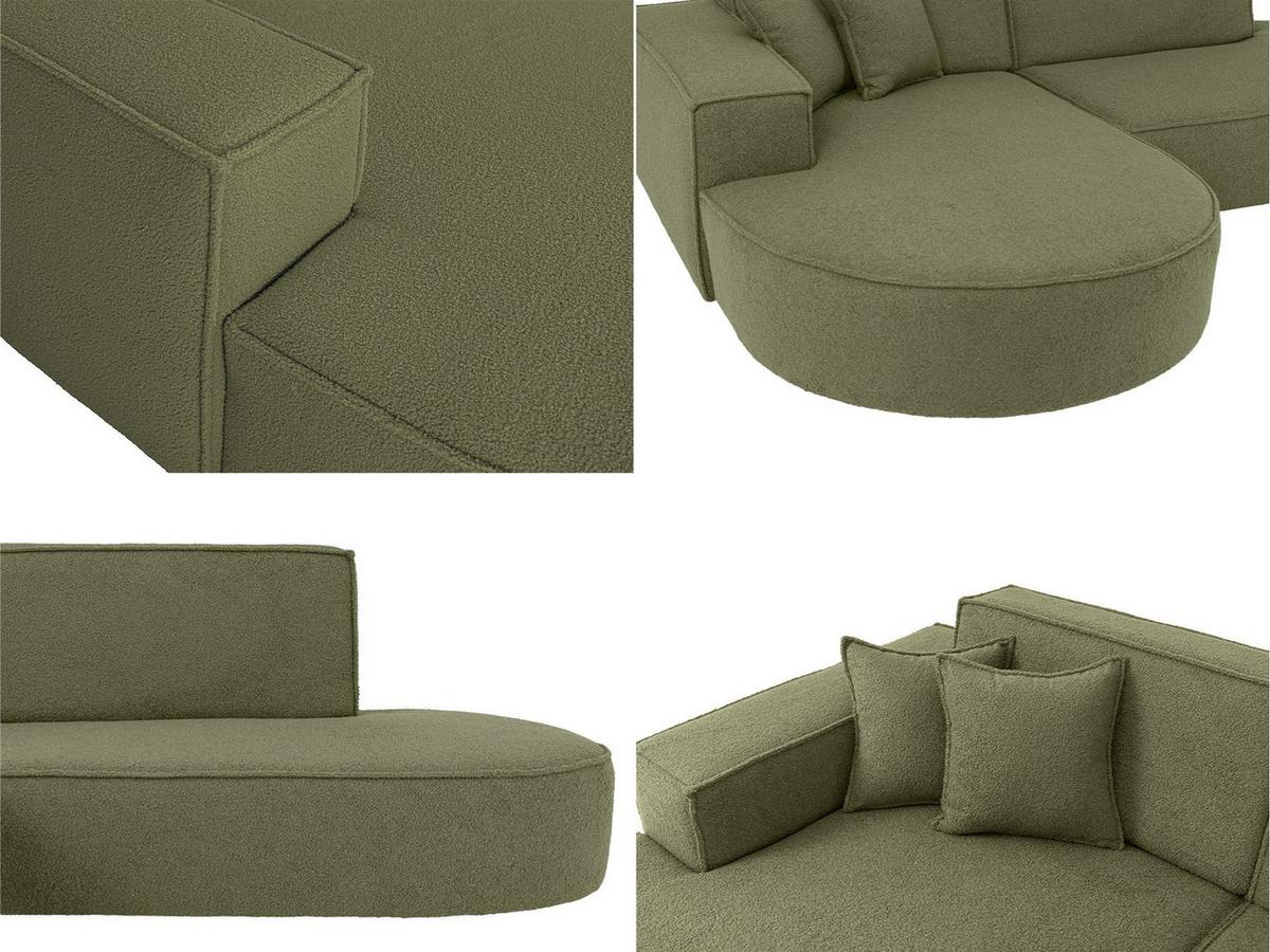 ECKSOFA Hana L-Form 3-Sitzer Ecke Links, Boucle, Grün 241/73/168 cm - Schwarz/Grün, Textil/Metall (241/168cm) - WFL GROUP